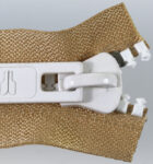 Stainless steel top stop stops the slider on the Delrin 9 zip fastener