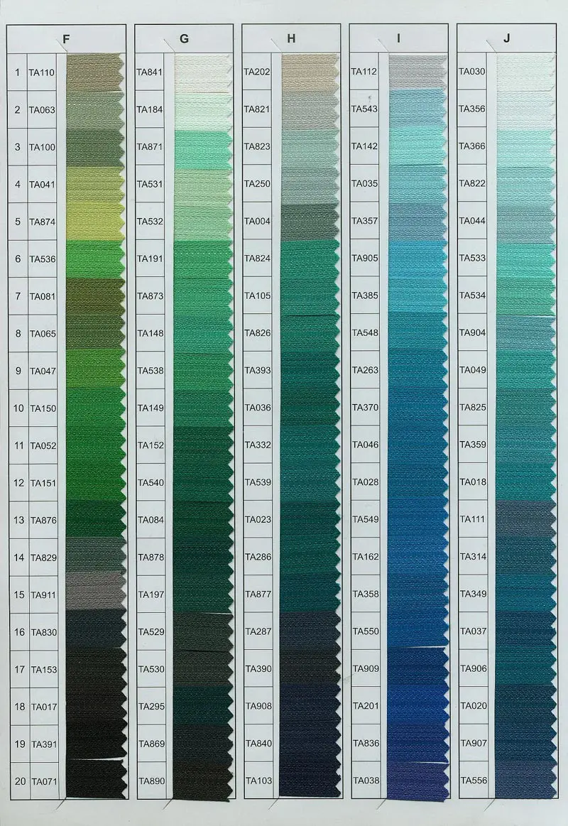 TA color chart 2001 - Saxotex Verschlusstechnik GmbH