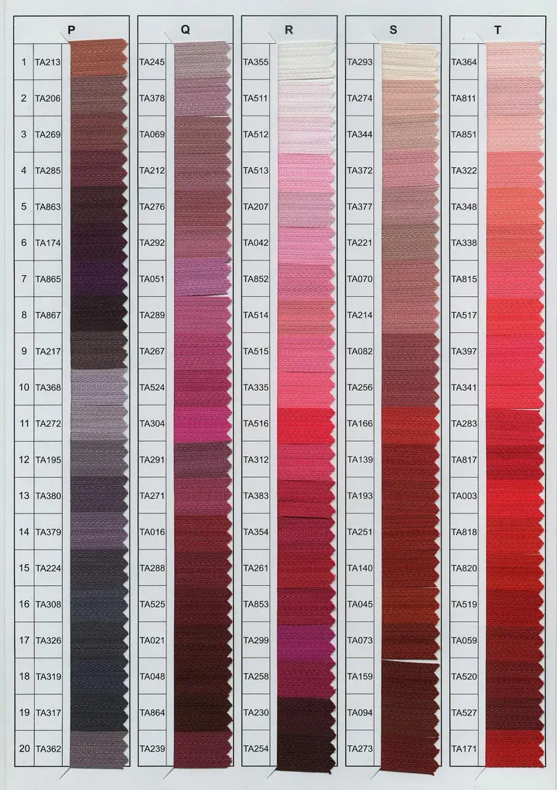 TA color chart 2001 - Saxotex Verschlusstechnik GmbH